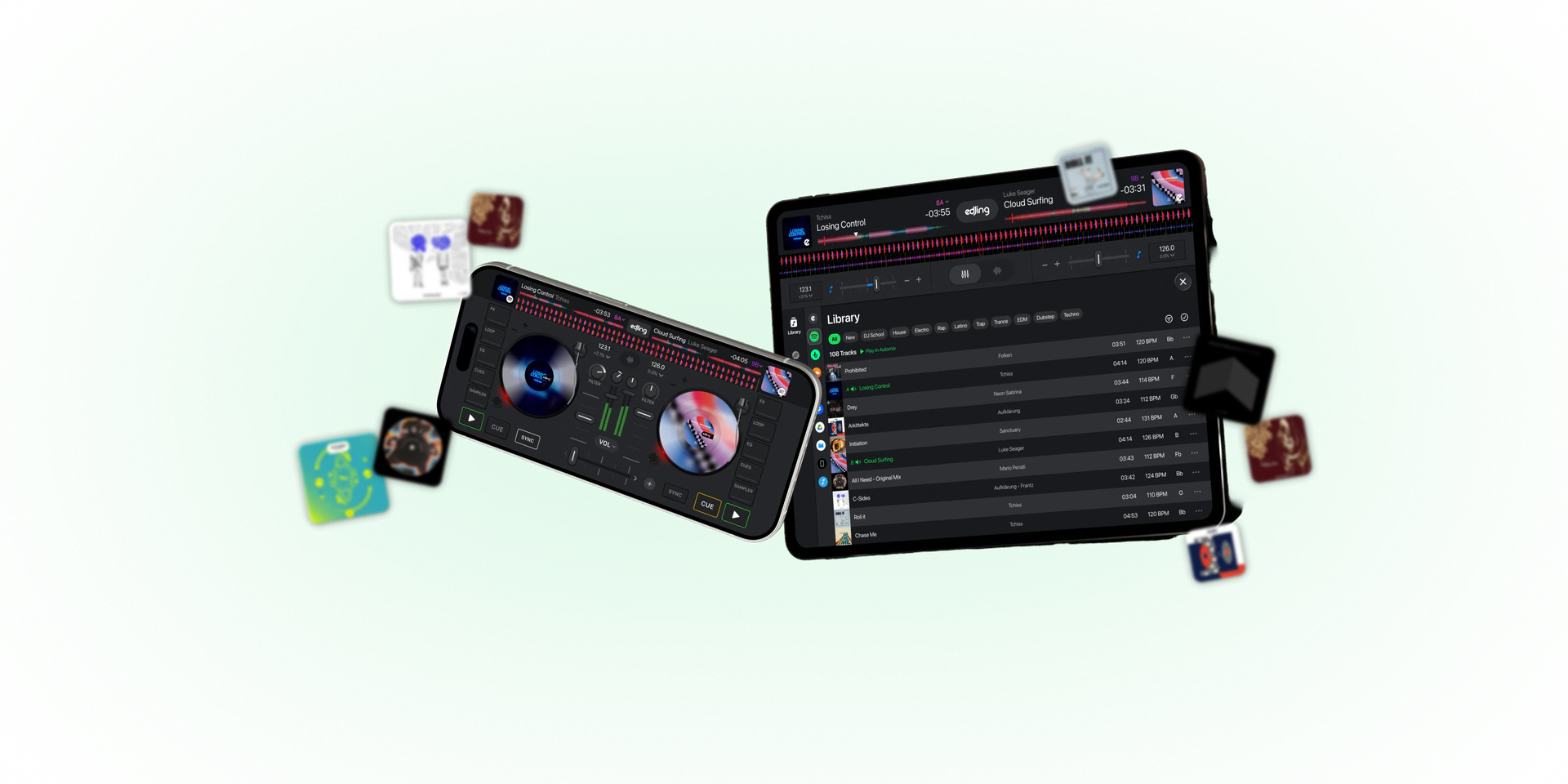 Spotify tracks in edjing Mix on iPhone and iPad